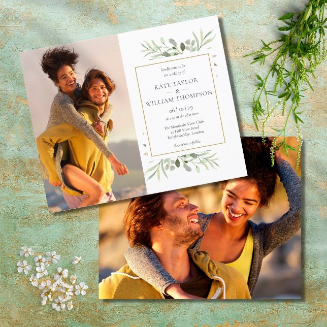 Lámina Invitación a la boda de fotos de follaje de vegeta (Subido por el creador)