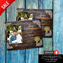 Lámina Invitación a la boda de fotos de girasoles rusos p