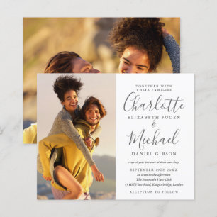 Lámina Invitación a la boda de fotos de guiones blancos y