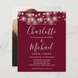 Lámina Invitación a la boda de fotos de iluminación de Bo