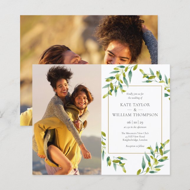 Lámina Invitación a la boda de fotos de la vegetación del (Anverso / Reverso)