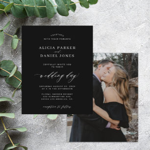 Lámina Invitación a la boda de fotos en blanco y negro co
