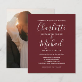 Lámina Invitación a la boda de fotos rosadas en palisandr