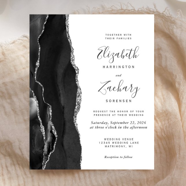 Lámina Invitación a la boda de Geode de la Agate de Plata (Subido por el creador)