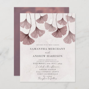 Lámina Invitación a la boda de Ginkgo con color de agua r