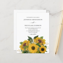 Lámina Invitación a la Boda de Girasol Floral Elegante Pr
