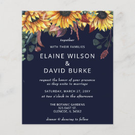 Lámina Invitación a la boda de girasoles de la marina de