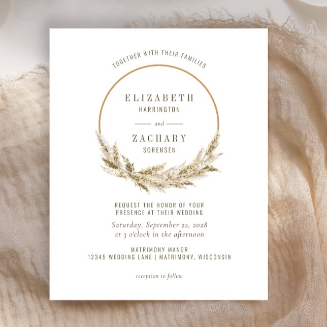 Lámina Invitación a la boda de Grass Boho Hoop Pampas (Subido por el creador)