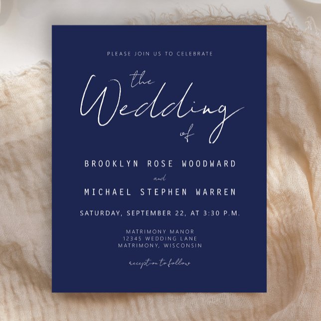 Lámina Invitación a la boda de guión azul de la marina mí (Subido por el creador)