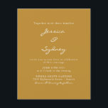 Lámina Invitación a la boda de guión ocre moderno de pres<br><div class="desc">Invitación a la boda Minimalista de escritura amarilla mostaza ocre moderna y</div>
