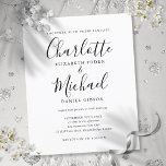 Lámina Invitación a la boda de guiones blancos y negros d<br><div class="desc">Con nombres de estilo característico,  esta elegante invitación a bodas blancas y negras puede ser personalizada con su información en letras de moda. Diseñado por Thisisnotme©</div>