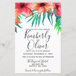 Lámina Invitación a la boda de Hibiscus Beach Tropical Pr