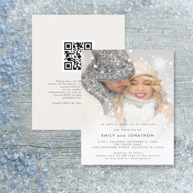 Lámina Invitación a la boda de invierno de QR, superposic (Subido por el creador)