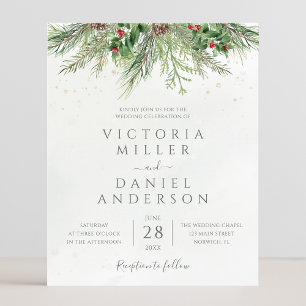 Lámina Invitación a la boda de invierno rústico y verde