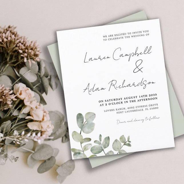 Lámina Invitación a la boda de la acuarela del eucalipto  (Subido por el creador)