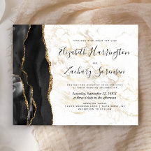 Invitación a la boda de la ágata de oro negro con 