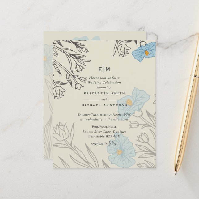 Lámina Invitación a la boda de la amapola azul del presup (Anverso/Reverso In Situ)