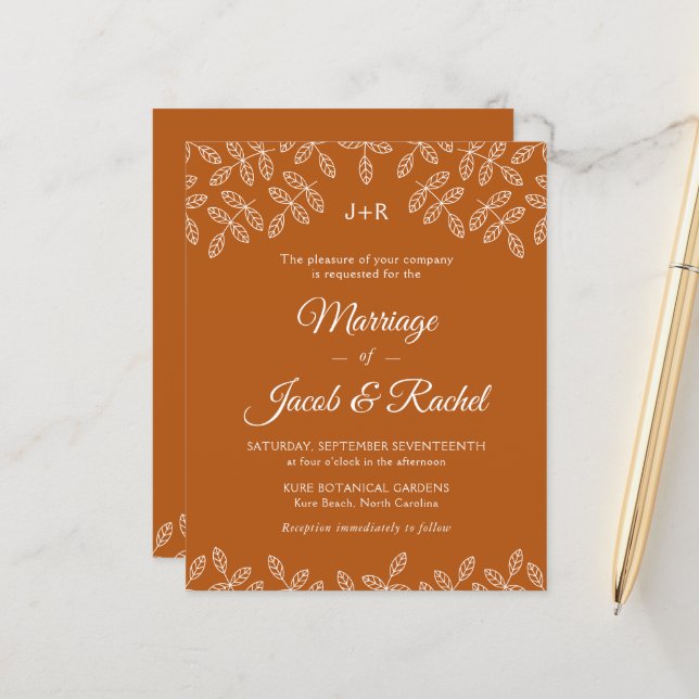 Lámina Invitación a la boda de la boda de la Naranja quem (Anverso/Reverso In Situ)