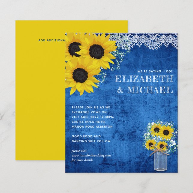 Lámina Invitación a la boda de la boda de los girasoles a (Anverso / Reverso)