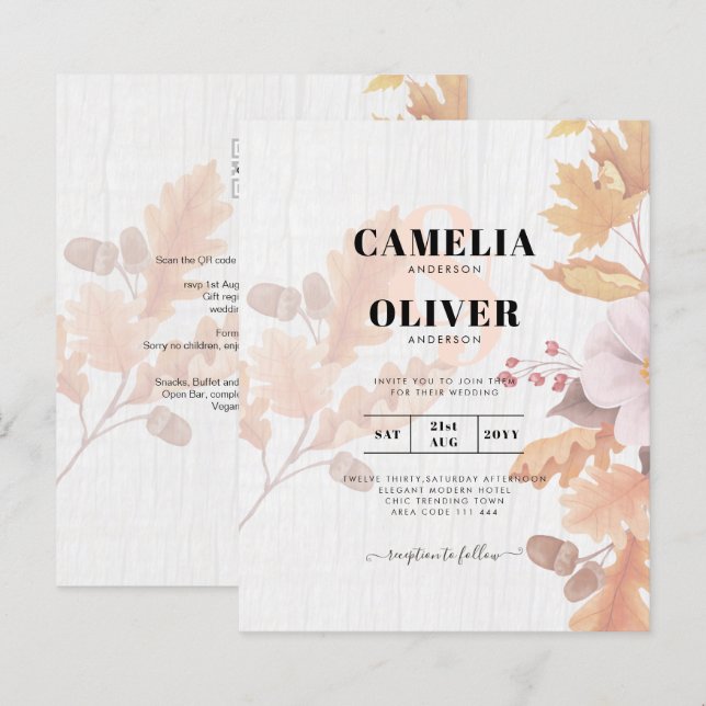 Lámina Invitación a la boda de la caída de LeahG Terracot (Anverso / Reverso)