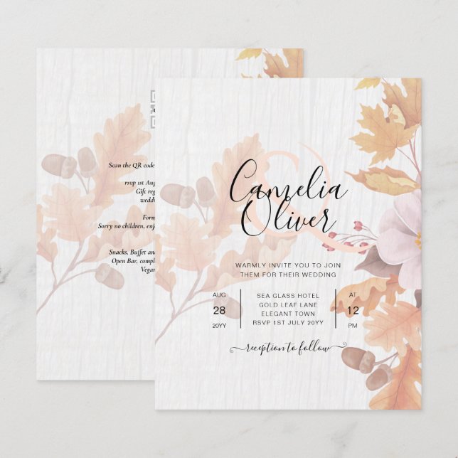 Lámina Invitación a la boda de la caída de LeahG Terracot (Anverso / Reverso)