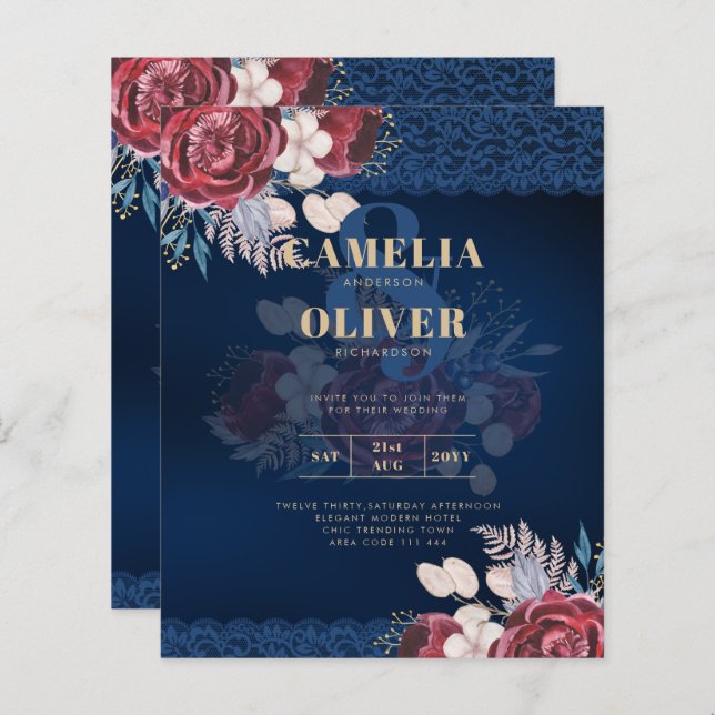 Lámina Invitación a la boda de la caída de los Rosas Leah (Anverso / Reverso)