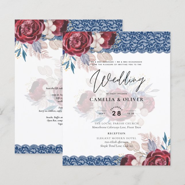Lámina Invitación a la boda de la caída de los Rosas Leah (Anverso / Reverso)