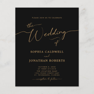 Lámina Invitación a la boda de la caligrafía de oro todo 