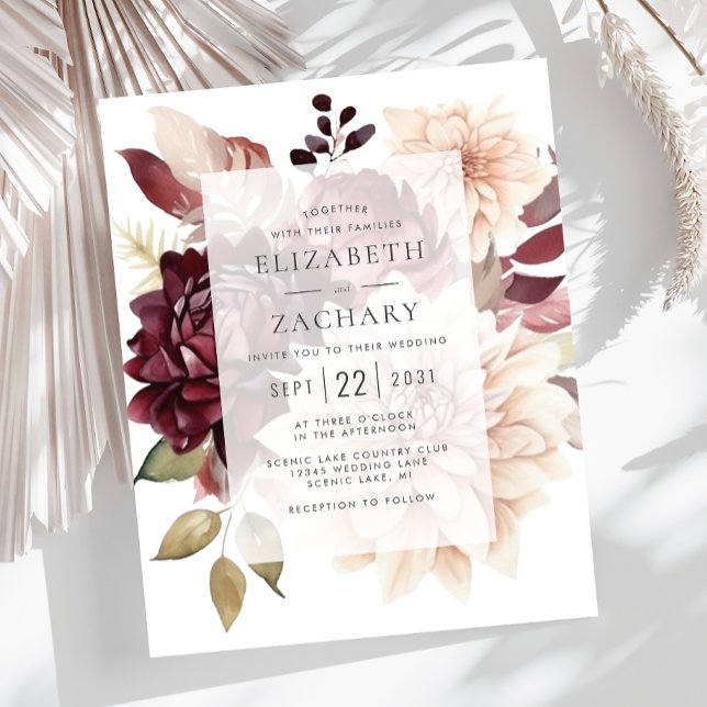Lámina Invitación a la boda de la crema borgoñona floral  (Subido por el creador)