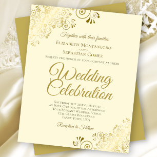 Lámina Invitación a la boda de la Crema Elegante Lacy Gol