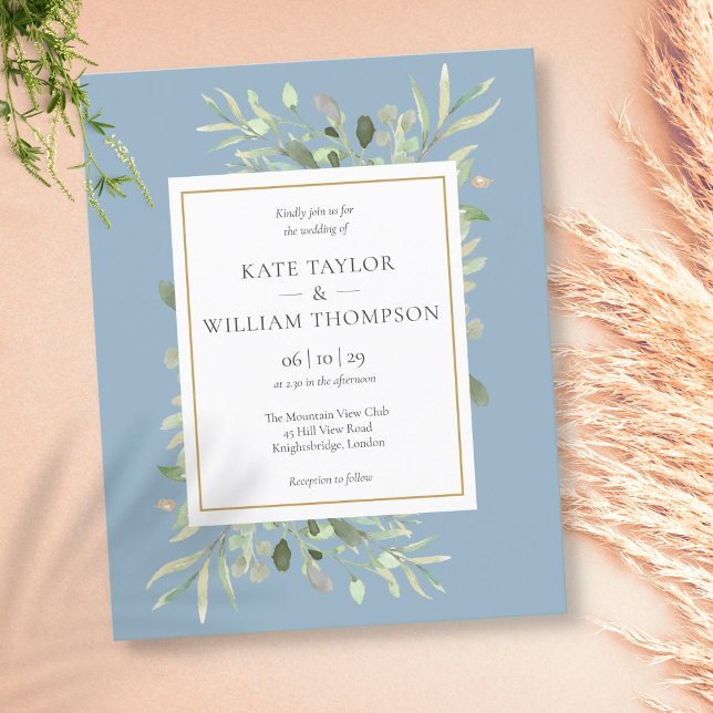 Lámina Invitación a la boda de la Dusty Blue Greenery (Subido por el creador)