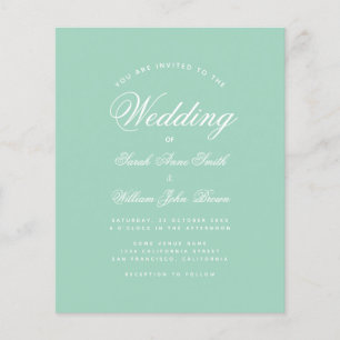 Lámina Invitación a la boda de la escritura blanca verde 