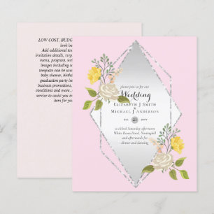 Lámina Invitación a la boda de la flor amarilla blanca de