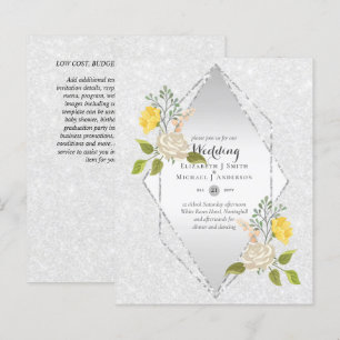 Lámina Invitación a la boda de la flor amarilla blanca de