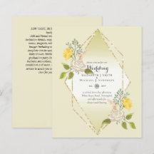 Invitación a la boda de la flor amarilla blanca de
