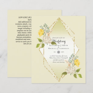 Lámina Invitación a la boda de la flor amarilla blanca de