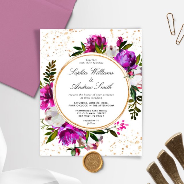 Lámina Invitación a la boda de la flor púrpura del presup (Subido por el creador)
