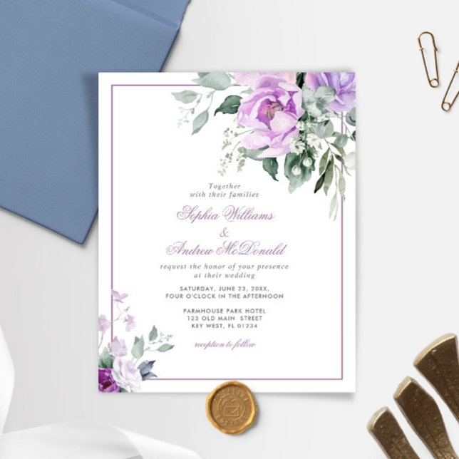 Lámina Invitación a la boda de la flor violeta del eucali (Subido por el creador)
