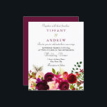 Lámina Invitación a la boda de la floral de vino rojo bor<br><div class="desc">Invitación a la boda de la floral de vino rojo borgoñés</div>