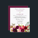 Lámina Invitación a la boda de la floral de vino rojo bor<br><div class="desc">Invitación a la boda de la floral de vino rojo borgoñés</div>
