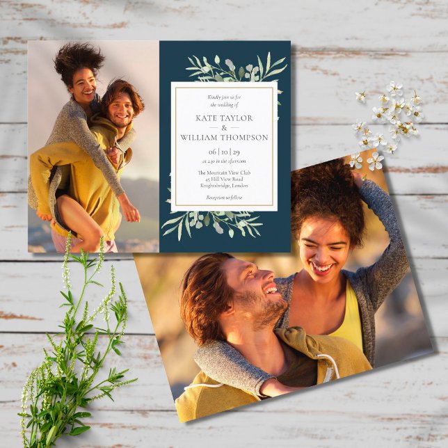 Lámina Invitación a la boda de la foto azul del mar profu (Subido por el creador)