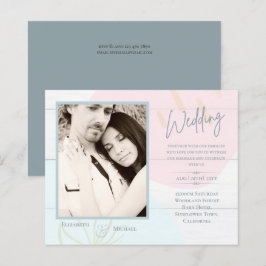 Lámina Invitación a la boda de la foto azul rosa del Past