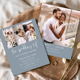 Lámina Invitación a la boda de la foto azul y turbia del