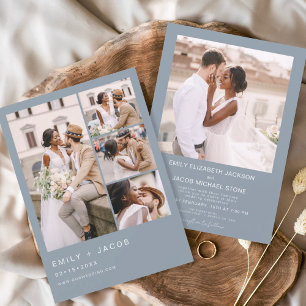 Lámina Invitación a la boda de la foto azul y turbia del