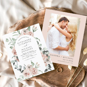 Lámina Invitación a la boda de la foto con flores rosadas