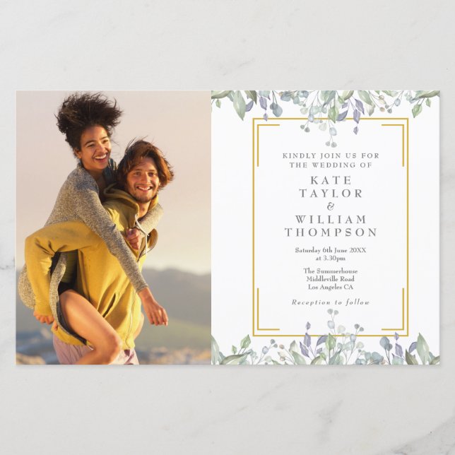 Lámina Invitación a la boda de la foto de la verde del pr (Anverso)