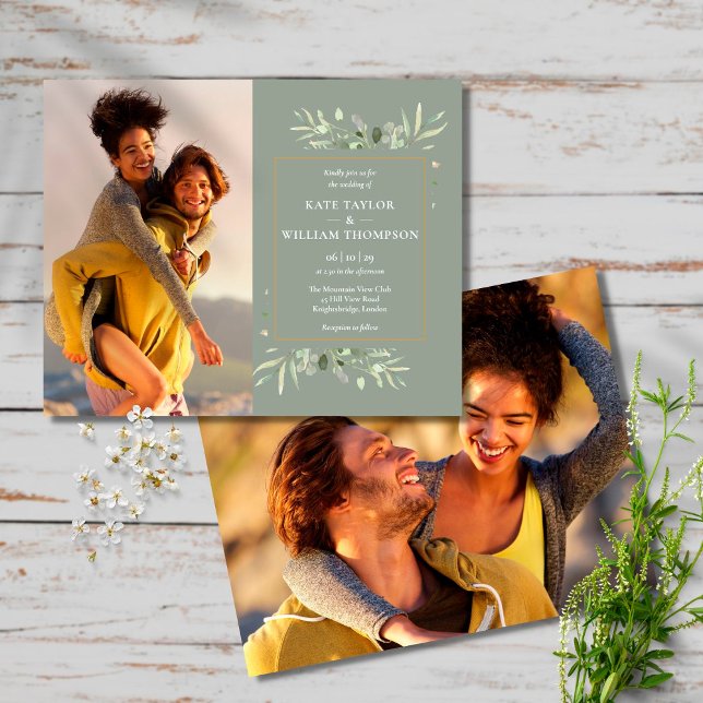 Lámina Invitación a la boda de la foto de Sage Greenery B (Subido por el creador)