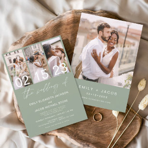 Lámina Invitación a la boda de la foto verde del sabio de