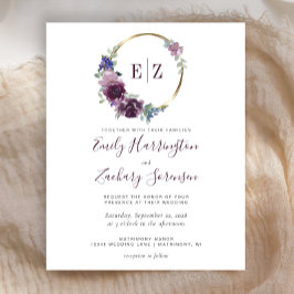 Lámina Invitación a la boda de la guirnalda púrpura con m