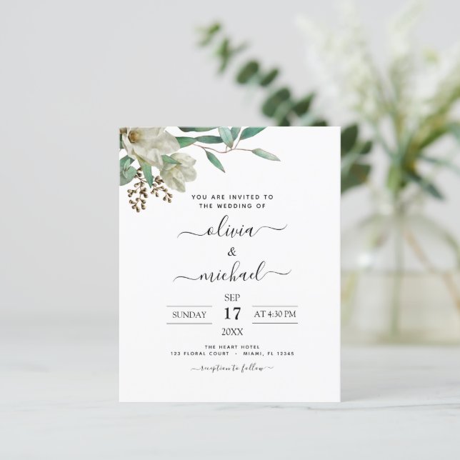 Lámina Invitación a la boda de la Magnolia Eucalyptus (Anverso de pie)
